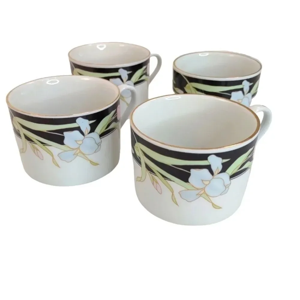 Fine China Porcelain Vanessa by Fairfield 8 Pieces 4 Flat Cups 4 Saucers NIB